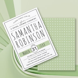 Invitación Tipografía moderna boda verde ducha de novia