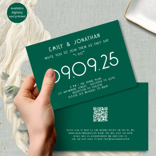 Invitación Tipografía moderna Boda verde esmeralda