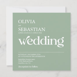 Invitación Tipografía moderna Boda verde sabio