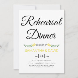 Invitación Típografía moderna cena de ensayo boda amarillo
