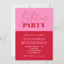 Tipografía Moderna Chic Rosa Fiesta de cumpleaños 