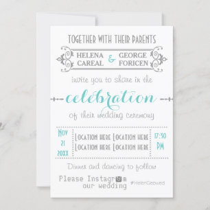 Invitación Tipografía moderna con boda de etiquetas en Instag