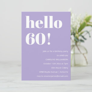 Invitación Tipografía Moderna Cumpleaños 60 de Lavanda