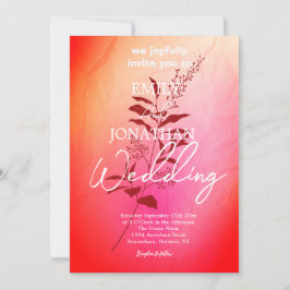 Invitación Tipografía moderna de acuarela naranja rosa
