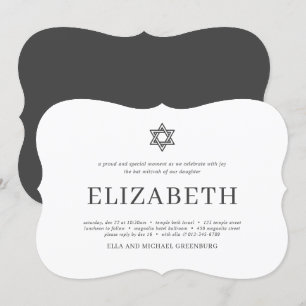 Invitación Tipografía moderna de Bat Mitzvah