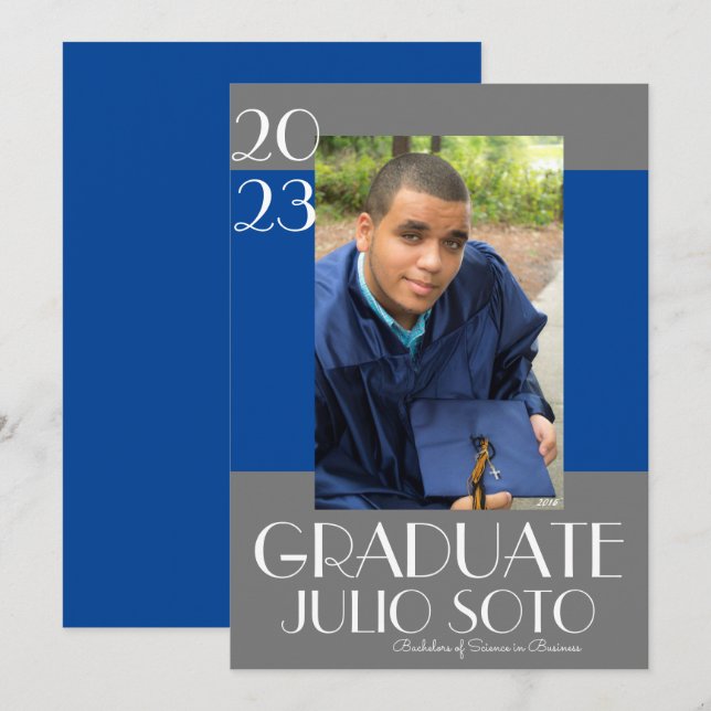 Invitación Tipografía moderna de graduación 2023 Foto (Anverso / Reverso)