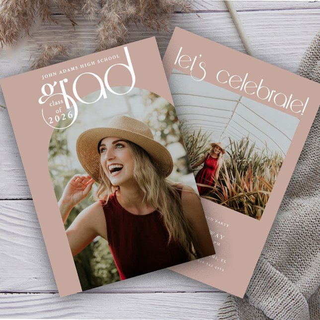 Invitación Tipografía moderna de graduación fotográfica Dusty (Subido por el creador)