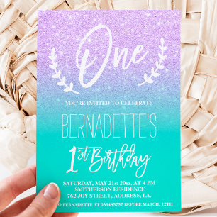 Invitación Tipografía moderna de purpurina de lavanda por pri