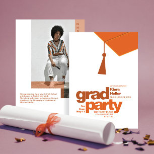 Invitación Tipografía moderna de terracota Fiesta de graduaci