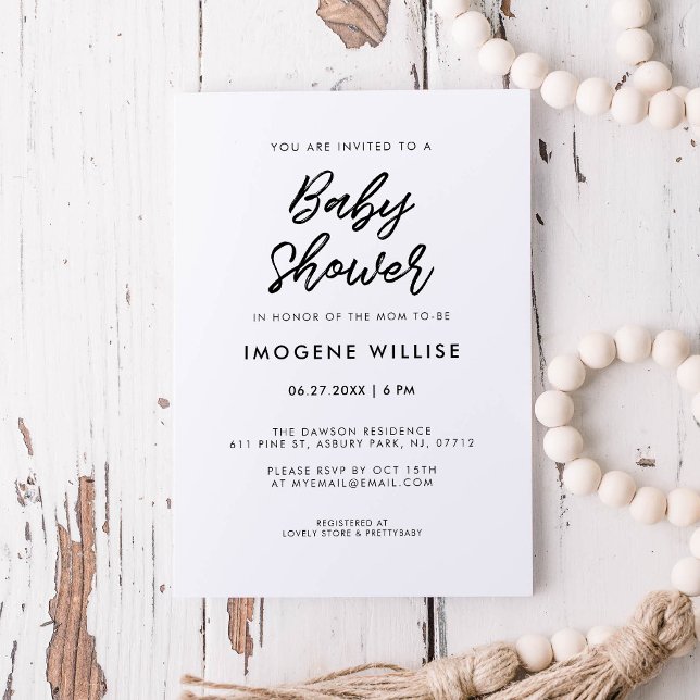 Invitación Tipografía moderna Ducha para bebé (Subido por el creador)