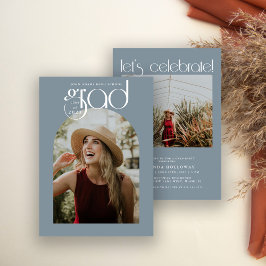 Invitación Tipografía moderna Dusty Blue 2 Photo Graduation