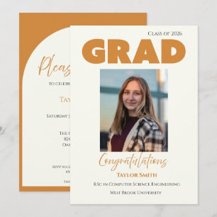 Invitación Tipografía moderna elegante naranja sobre gradient