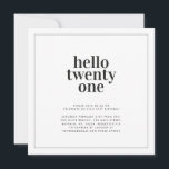 Invitación Tipografía moderna en blanco negro 21 cumpleaños d<br><div class="desc">Moderna y mínima tipografía en blanco y negro,  foto simple invitación contemporánea de fiesta de 21 años.</div>