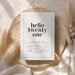Invitación Tipografía moderna en blanco negro 21 cumpleaños d<br><div class="desc">Moderna y mínima tipografía en blanco y negro,  foto simple invitación contemporánea de fiesta de 21 años.</div>
