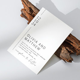 Invitación Tipografía moderna en blanco y negro para boda + d