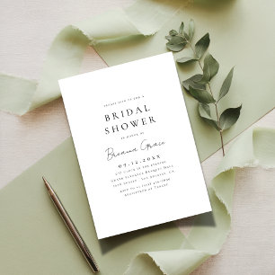 Invitación Tipografía moderna escritura ducha de novia blanca