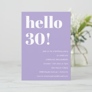 Invitación Tipografía Moderna Fiesta de Cumpleaños número 30 