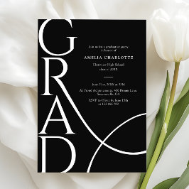 Invitación Tipografía Moderna Fiesta de Graduación 2026 Blanc