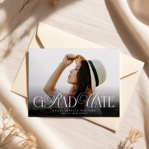 Invitación Tipografía Moderna Fotografía Sénior de Graduación