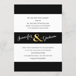 Invitación Tipografía moderna franjas en blanco y negro | Dor