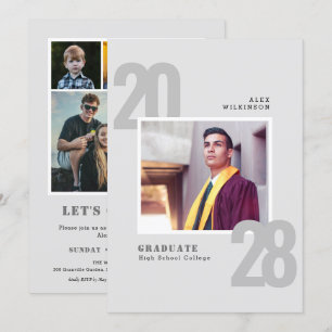 Invitación Tipografía moderna Minimalista 5 Graduación fotogr