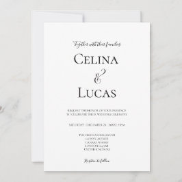 Invitación Tipografía moderna minimalista Boda en blanco y ne