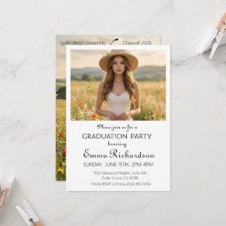 Invitación Tipografía moderna minimalista para fiesta de grad