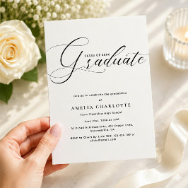 Invitación Tipografía Moderna Negra para Fiesta de Graduación