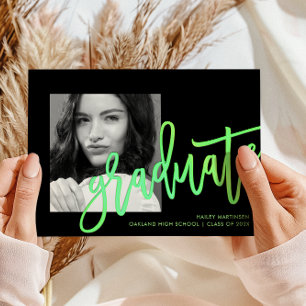 Invitación Tipografía moderna neonesa ómbre Foto Grado verde