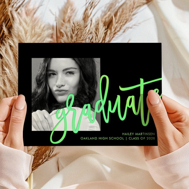 Invitación Tipografía moderna neonesa ómbre Foto Grado verde (Subido por el creador)