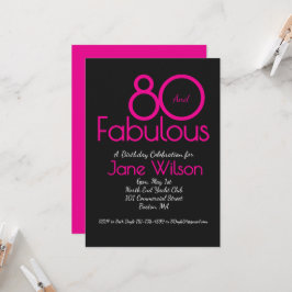 Invitación Tipografía Moderna Rosa Negro Fabuloso Cumpleaños 