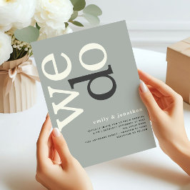 Invitación Tipografía moderna Sage Boda de marfil