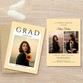 Invitación Tipografía moderna Script Cream Photo Graduation
