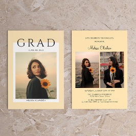 Invitación Tipografía moderna Script Cream Photo Graduation