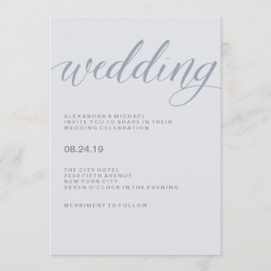 Invitación Tipografía moderna simple   Dusty Blue Boda