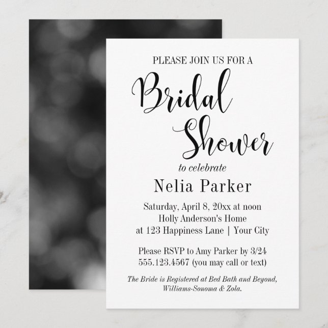 Invitación Tipografía moderna simple para baby shower 3 (Anverso / Reverso)