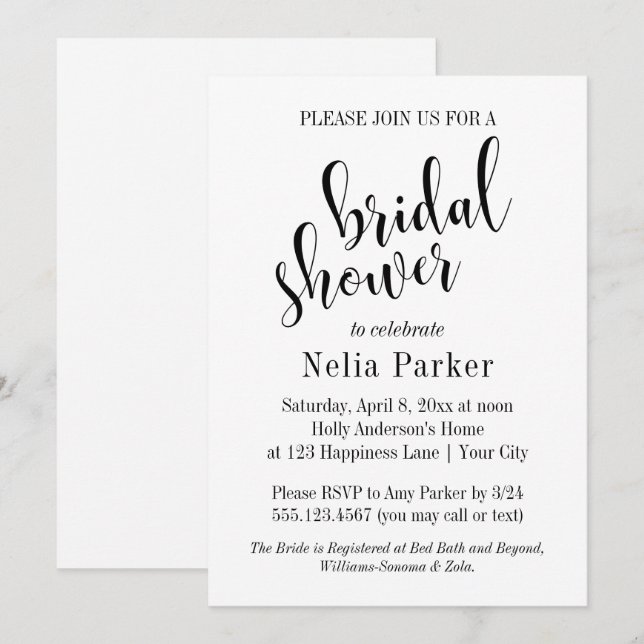 Invitación Tipografía moderna simple para despedida de solter (Anverso / Reverso)