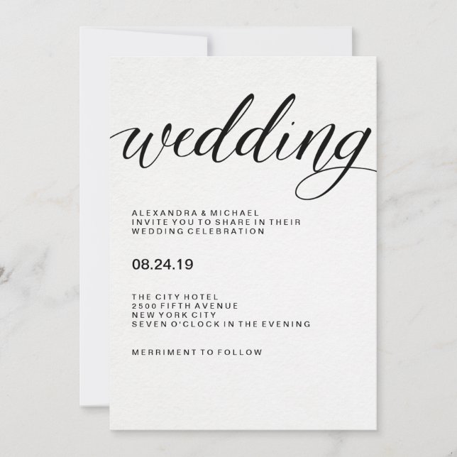 Invitación Tipografía moderna simple sobre papel acuarela (Anverso)