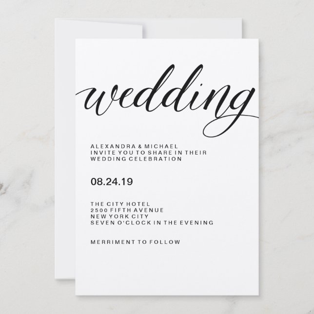 Invitación Tipografía moderna simple sobre papel Kraft (Anverso)