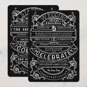 Invitación Tipografía moderna vintage de pizarra Boda
