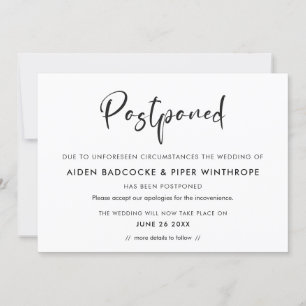 Invitación Tipografía moderna y trendy Fecha de boda pospuest