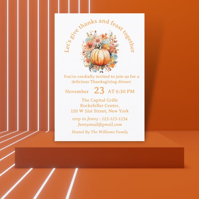 Invitación tipografía naranja de agradecimiento y festín (Subido por el creador)