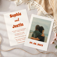 Tipografía Naranja Quemada Retro para Boda