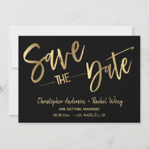 Invitación Tipografía Negra Dorada Minimalista Moderna para A