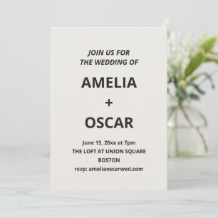 Invitación Tipografía Negra Marfil Negrita para Bodas Moderna