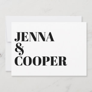 Invitación Tipografía Negra Moderna Retro en Negativo y Blanc