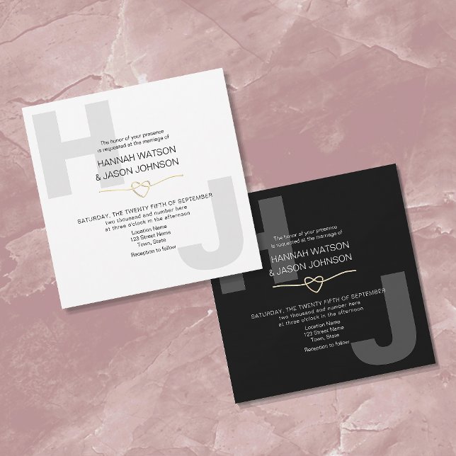 Invitación Tipografía Negra Moderna y Negra para Boda  (Subido por el creador)