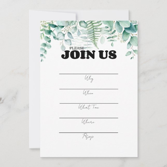 Invitación Tipografía negra multiusos de relleno manuscrita (Anverso)