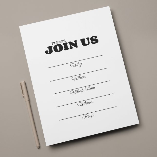 Invitación Tipografía negra multiusos para rellenar a mano (Subido por el creador)