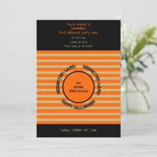 Invitación Tipografía negra naranja Fiesta Feliz Halloween